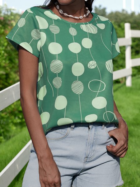 

Batwing Polka Dots Cotton T-Shirts, Army green, T-Shirts