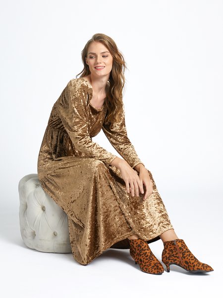 

U-Neck Midi Dresses Daily Dress, Gold brown, Midi Dresses