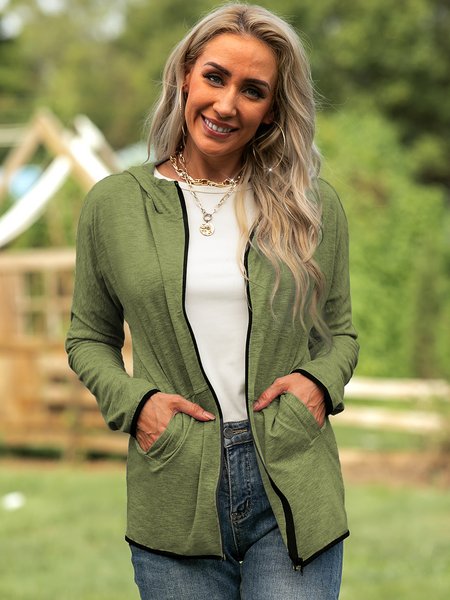 

Long Sleeve Hoodie Vintage Outerwear, Army green, Outerwear