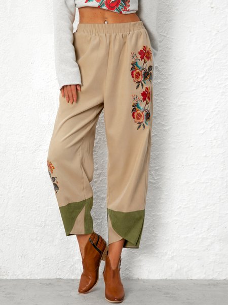 

Vintage Sweet Floral Pants, Khaki, Pants