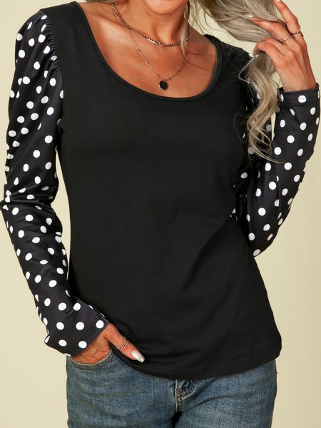 

Polka Dots Casual Sexy Shirts & Tops, Black, Tops