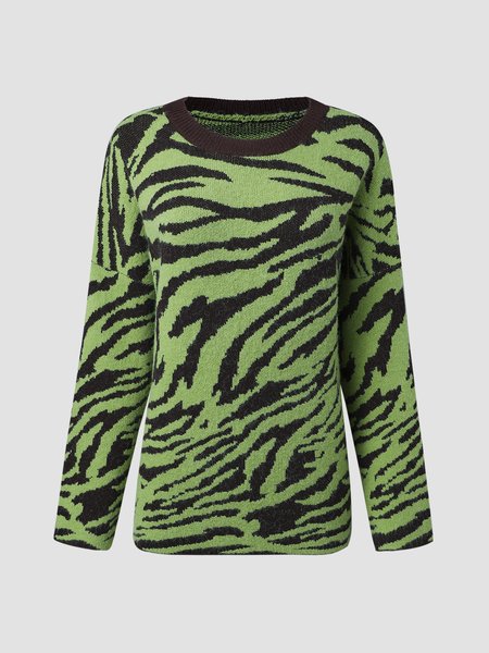 

Household Daily Vintage Casual Wool-Mix Fabric Sweater, Green, Women's Clothing