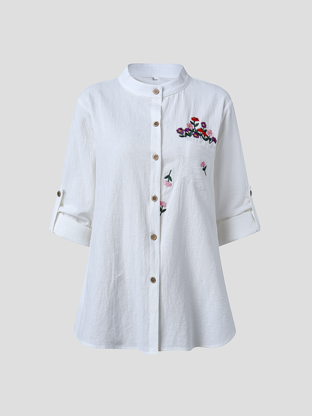 

Plain Floral Elegant Shirts & Tops, White, Shirts & Blouses