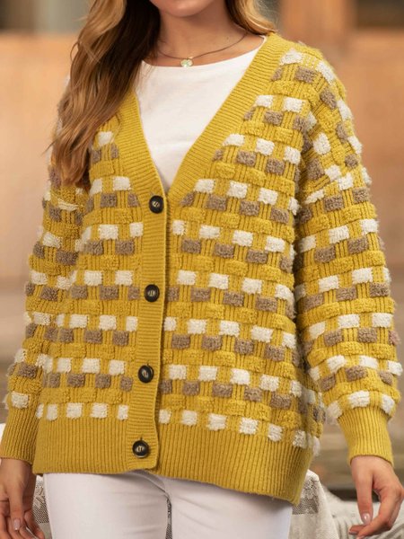 

Acrylic Shift Long Sleeve Sweater, Yellow, Cardigans