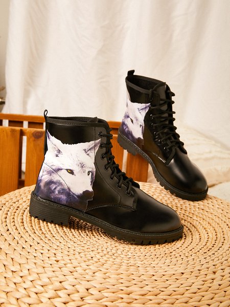 

Casual Personality Wolf Martin Boots, As picture, Boots
