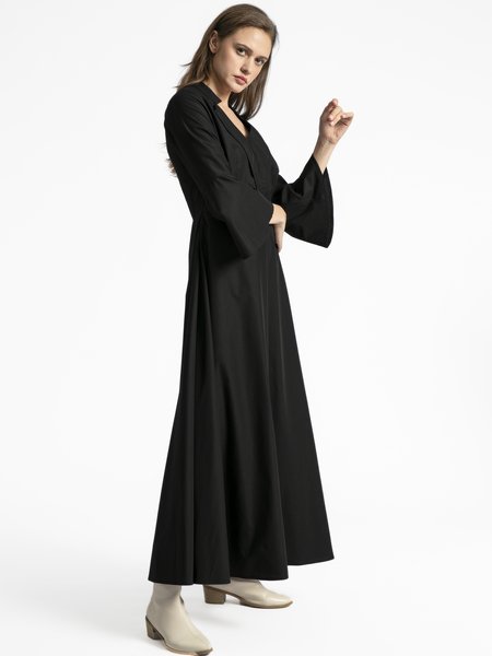 

3/4 Sleeve A-Line Maxi Dress, Black, Maxi Dresses
