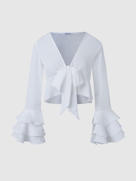 

Solid Elegant Regular Fit Tops, White, Tops