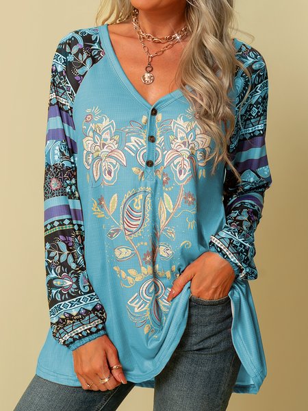 

Sweet Long Sleeve Shirts & Tops, Sky blue, T-Shirts