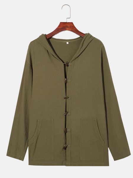 

Pockets Plain Hoodie Shirts & Tops, Green, Men's shirts