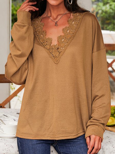 

Plain Long Sleeve Shirts & Tops, Camel, Tops