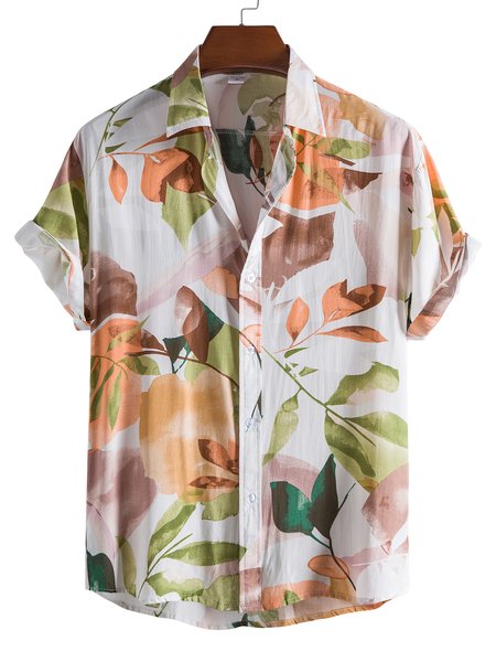 

Men's Shirt Collar Floral Shirts, White, Shirts