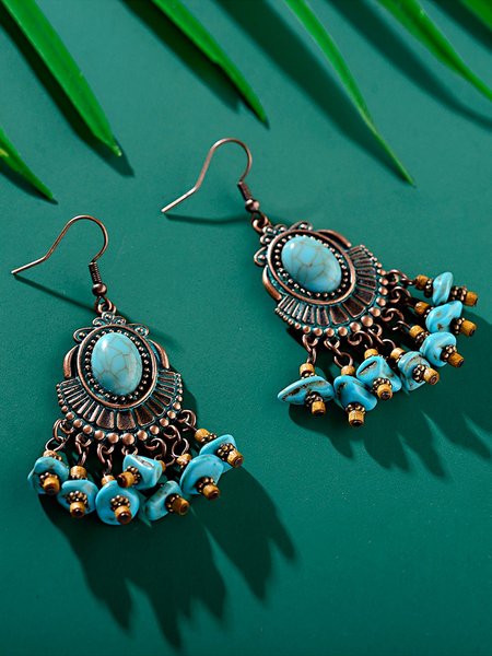 

Retro nostalgic palace ethnic style earrings, Blue, Earrings