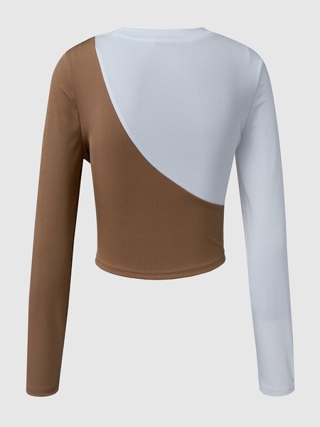

Color Block Casual T-shirt, Khaki, Tees