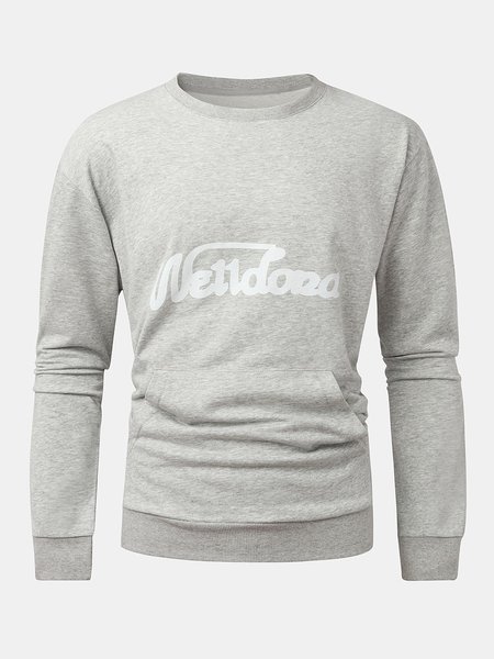 

Cotton-Blend Casual Printed Sweatshirt, Gray, Hoodies&Sweatshirts
