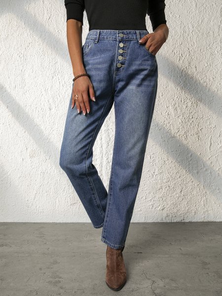 

Casual Pockets Jeans, Blue, Jeans