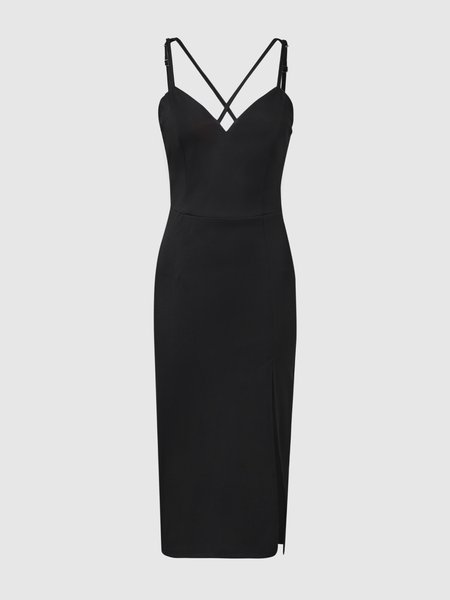 

Simple Slim Fit Solid Dress, Black, Mini Dresses