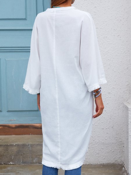 

Casual Linen V Neck Blouse, White, Shirts & Blouses