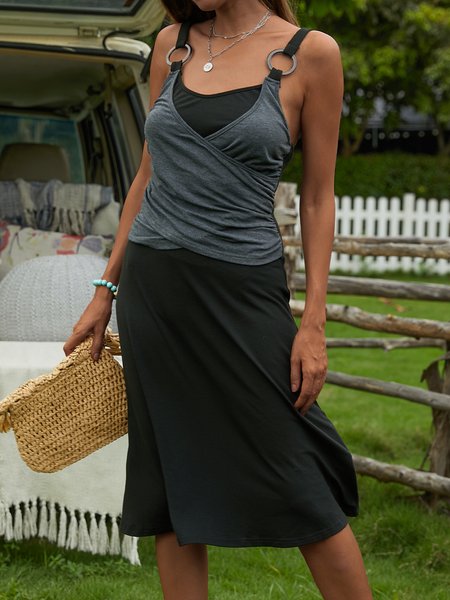 

Shift Sleeveless Casual Knitting Dress, Black, Casual Dresses