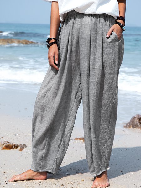 

Cotton-Blend Casual Pants, Gray, Pants