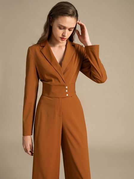 

Vintage Elegant Lapel Work Outerwear, Brown, Jackets