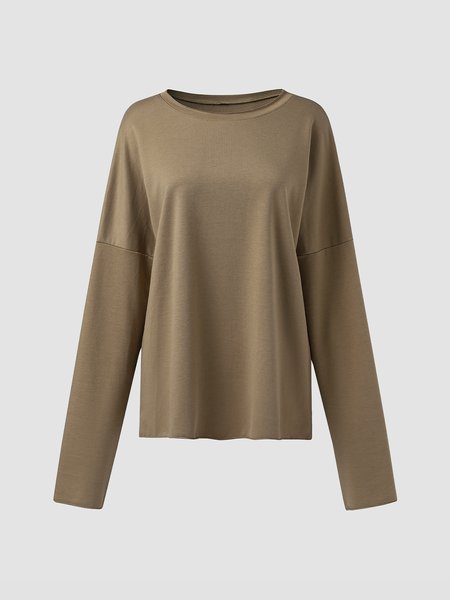 

Casual Scoop Neckline Off Shoulder Solid Sweatshirt, Khaki, Sweatshirts & Hoodies