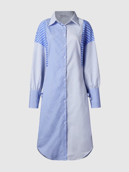 

Lapel Weaving Dress, Lightblue, Midi Dresses