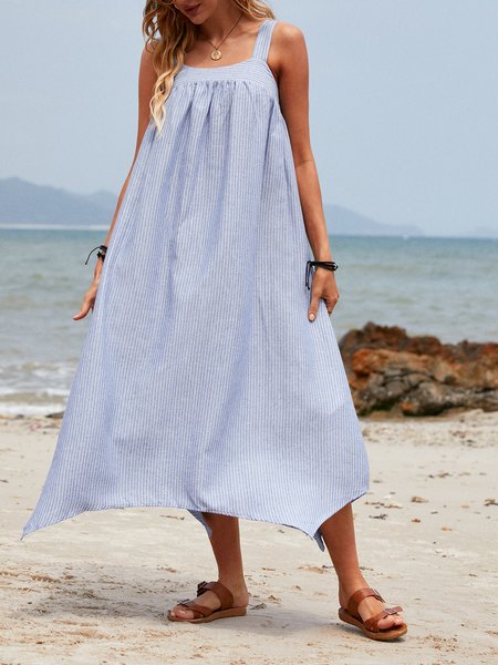 

Casual Sprited Spaghetti-Strap Holiday Weaving Dress, Stripe, Casual Dresses