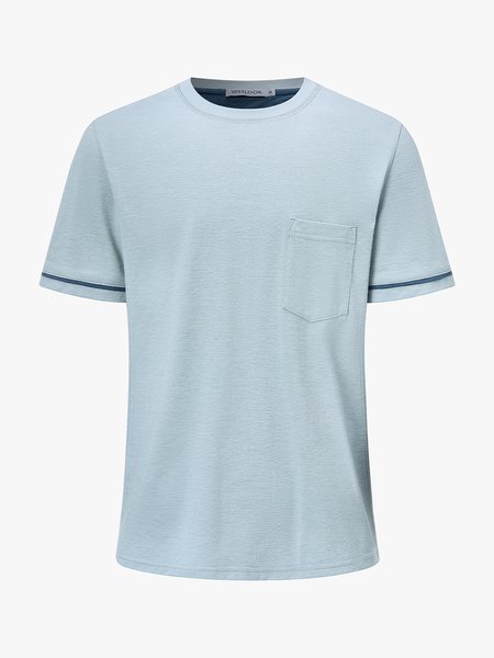 

Men's Round Neck Patch Pocket Short Sleeve Tee, Blue, T-shirt
