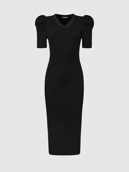 

Casual Solid Knitting Dress, Black, Mini Dresses