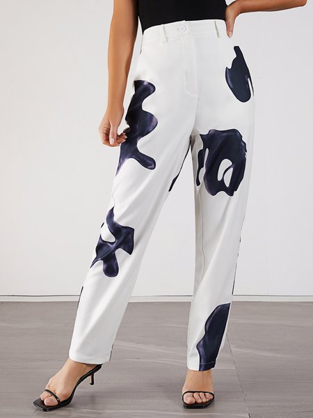 

Formal Work Printed Tailored Pants, As picture, Cropped Pants