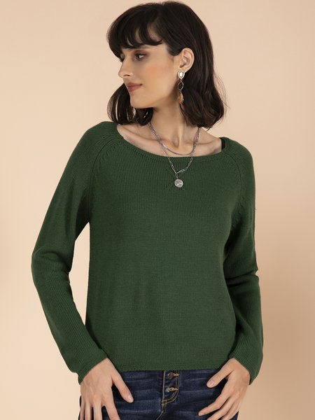 

Casual Crewneck Sweater, Green, Sweaters