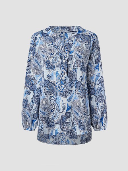 

Loosen V Neck Vintage Shirts & Tops, Blue, Shirts & Blouses