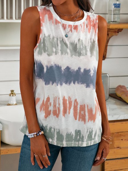 

Sleeveless Stripes West Styles/cows T-shirt, As picture, T-Shirts