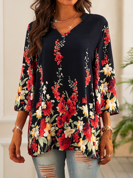 

Floreale Top, Navy blu, Blouses & Shirts