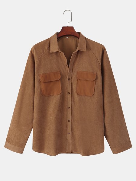

Shirt Collar Corduroy Shirts & Tops, Khaki, Men's shirts