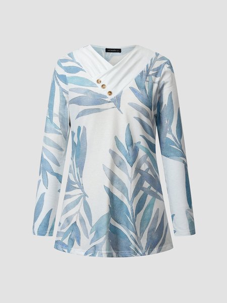 

Leaves Cotton-Blend Casual Tops, White, Auto-clearance