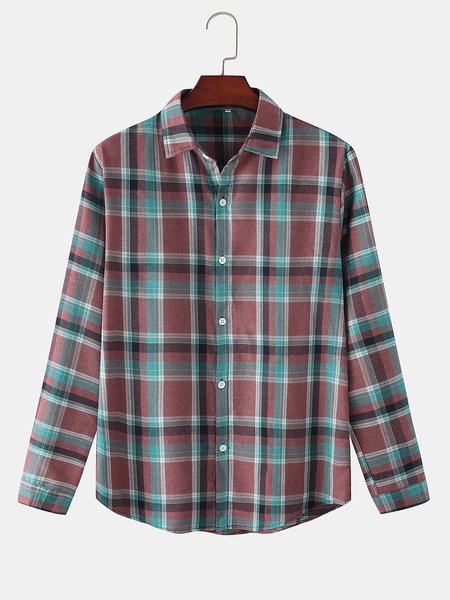 

Shirt Collar Cotton-Blend Shirts & Tops, Red, Men's shirts