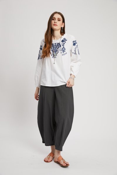 

Plain Tribal Casual Shirts & Tops, White, Long sleeve tops