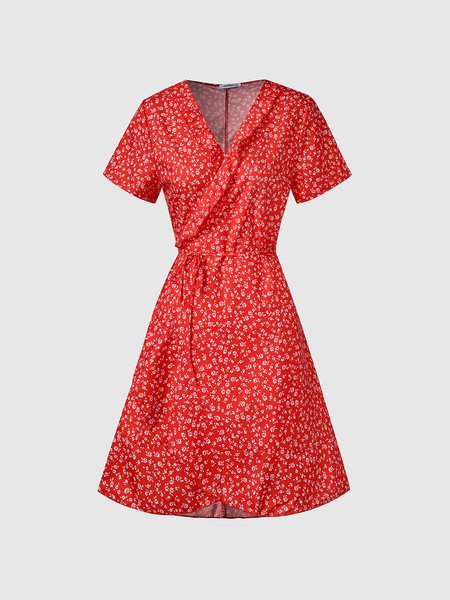 

Elegant Floral Slim Fit Weaving Dress, Red, Midi Dresses