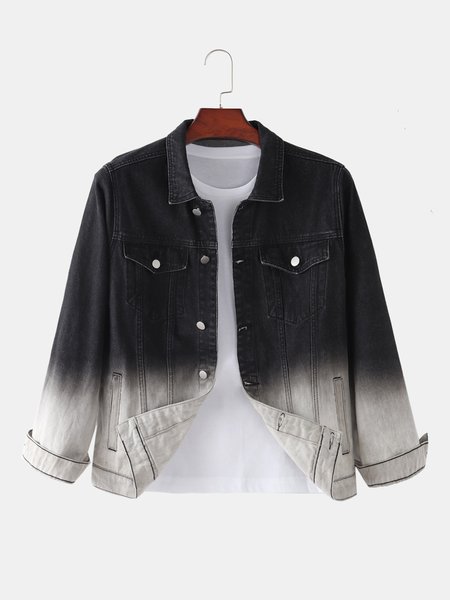 

Denim Vintage Shirt Collar Jackets, Black-white, Jackets & Coats