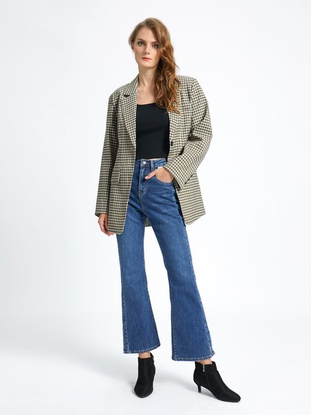 

Grid Casual Lapel Blazer, As picture, Blazers