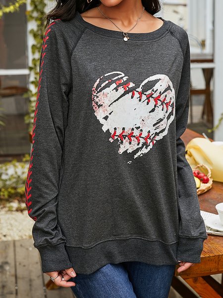 

Casual Crew Neck Long Sleeve Floral-Print Sweatshirt, Deep gray, Sweatshirts & Hoodies