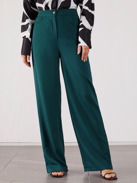 

Solid Work Formal Straight Leg Pants, As picture, Wide Leg Pants