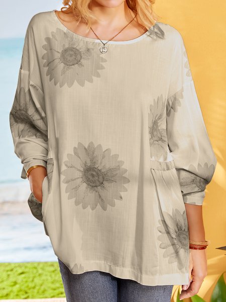 

Floreale Cotone Top, Cachi, Tops