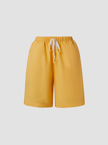 

Women Lace Up Elastic Waistband Shorts Linen Bloomers, Khaki, Shorts