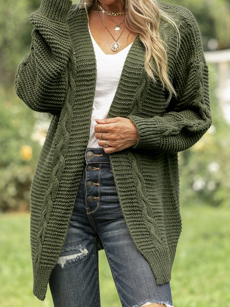 

long sleeve shift outerwear, Green, Outerwear