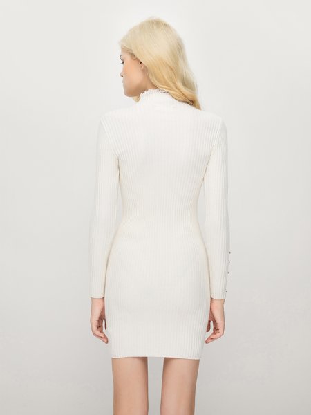 

Sweater Dresses Daily Casual Mini Dress, White, Mini Dresses