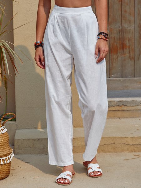 

Off White Casual Cotton Shift Pants, Pants
