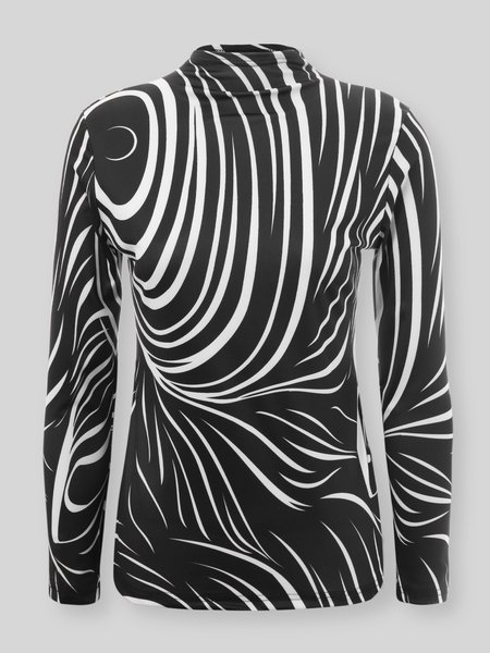 

Sexy Turtleneck Floral-Print Shirts & Tops, As picture, Tops