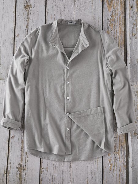 

Cotton-Blend Brushed Shirts & Tops, Gray, Men's shirts